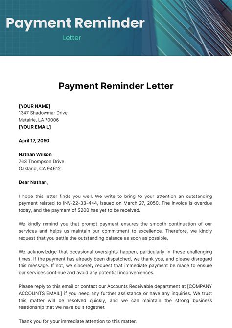 Deposit reminder .